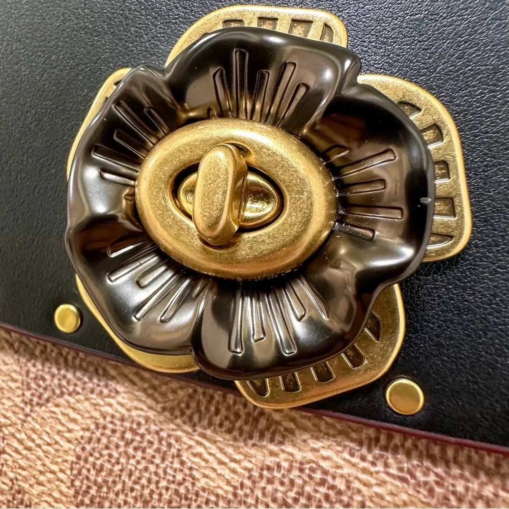 SOLD Coach Madison Shoulder Bag Refined Calf Leather Canvas & Snakeskin - Picture 7 of 13